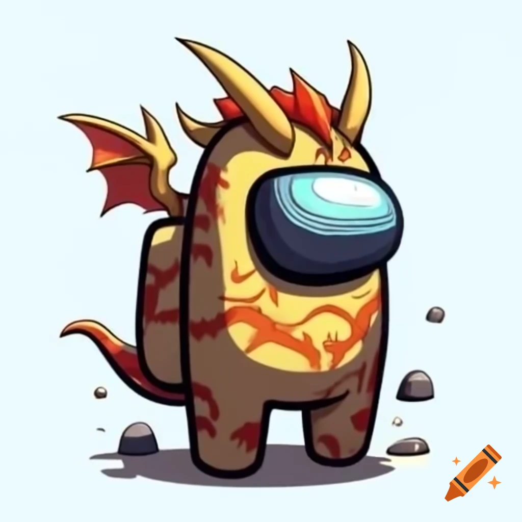 Among Us character in dragon costume