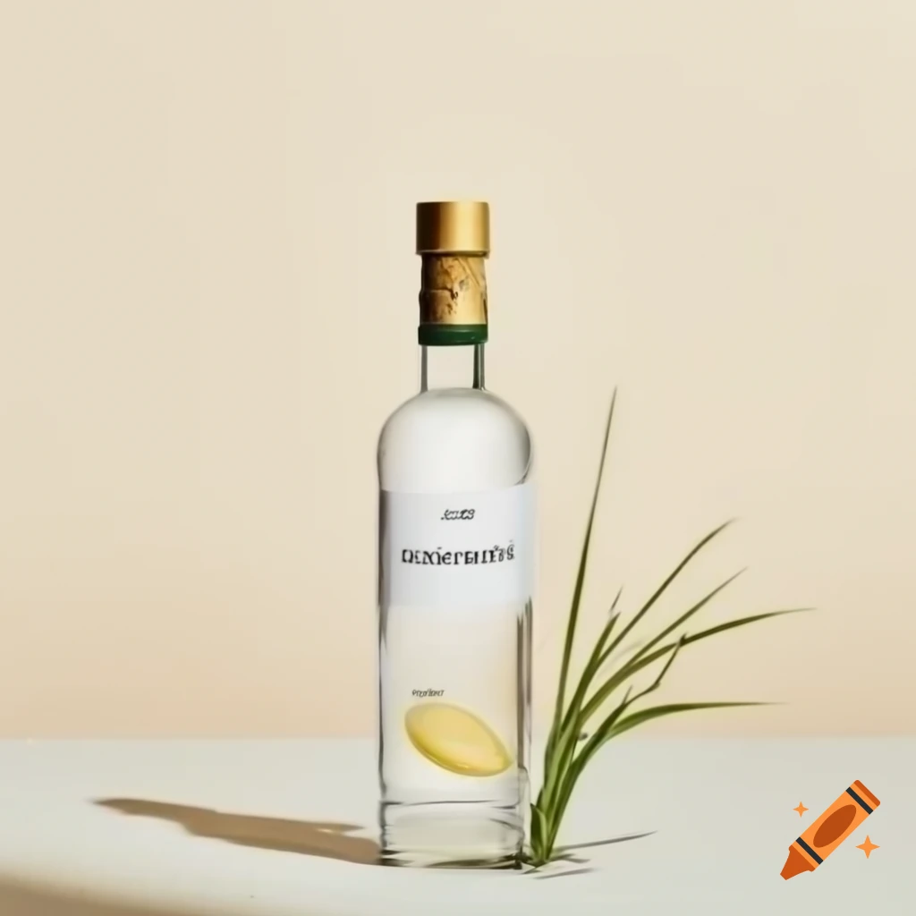 Vodka bottle with lemon grass garnish