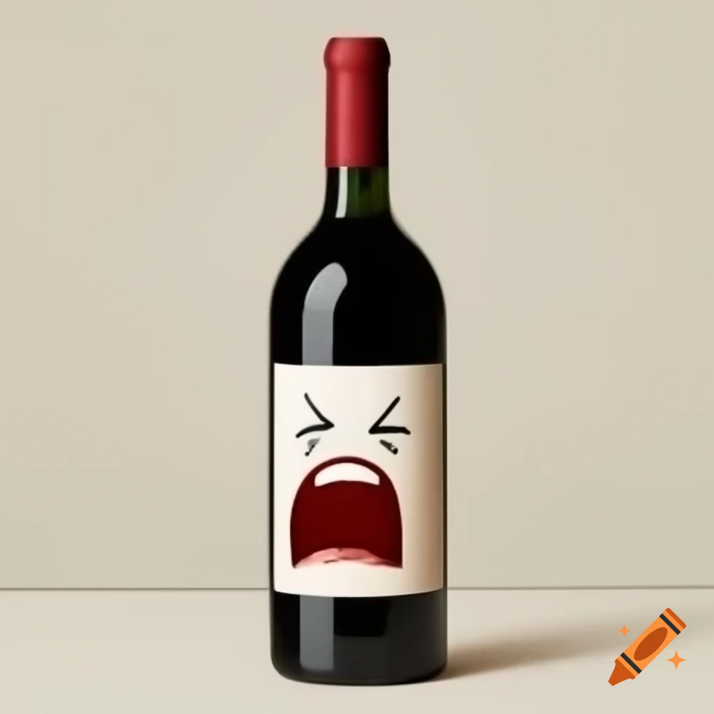 Anthropomorphic crying wine bottle illustration