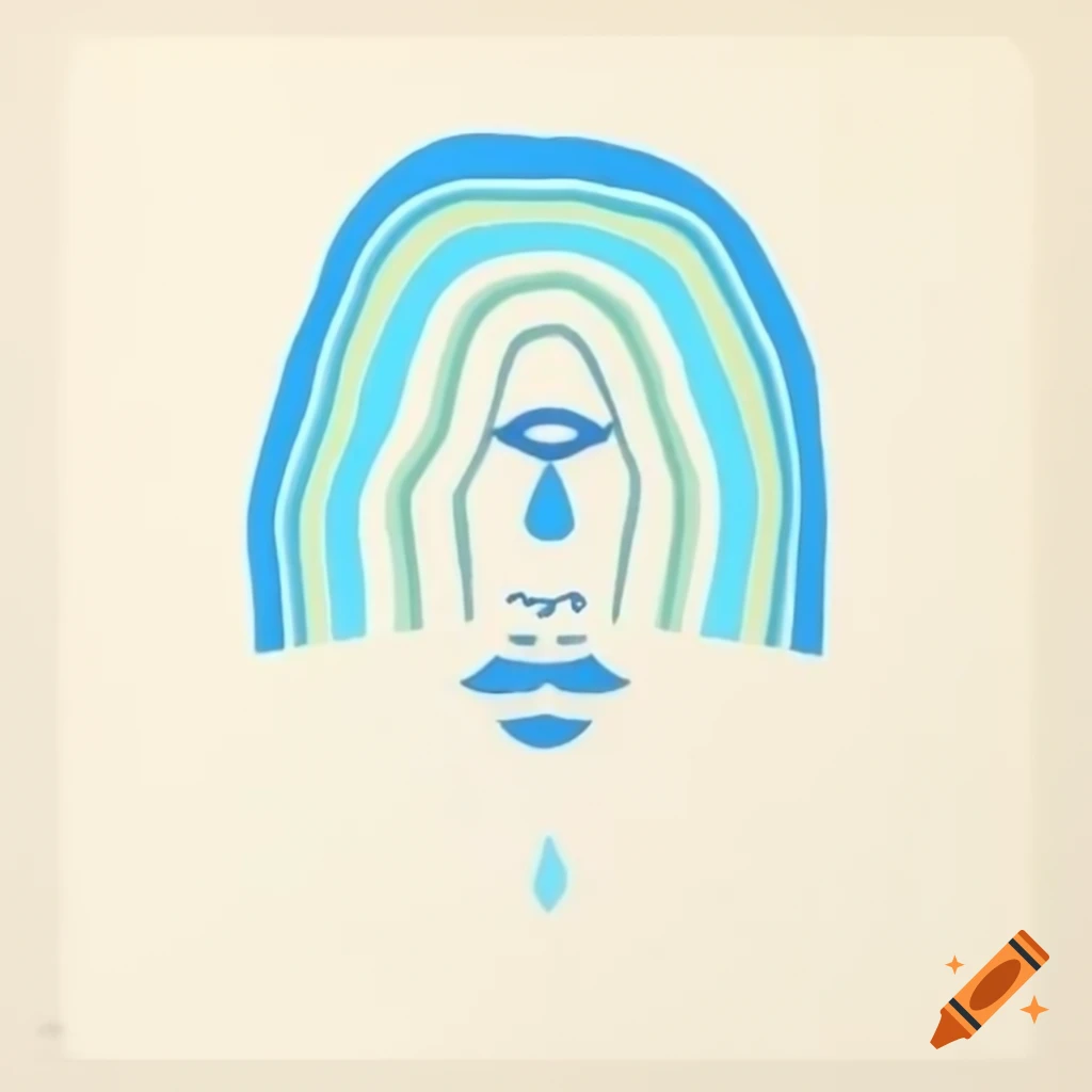Minimal psychedelic zen cartoon named Millenial irreverance in blue ink