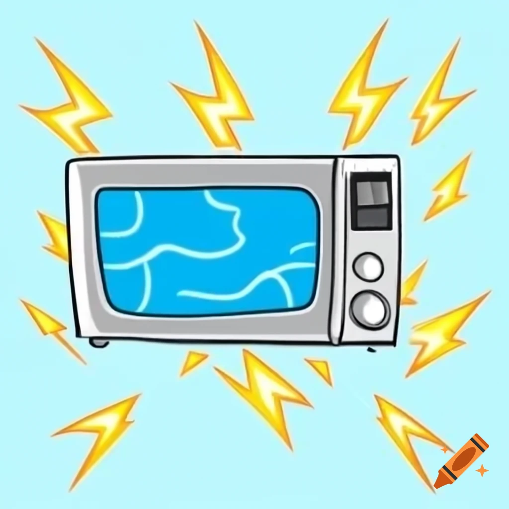 Microwave emitting lightning in an artistic drawing
