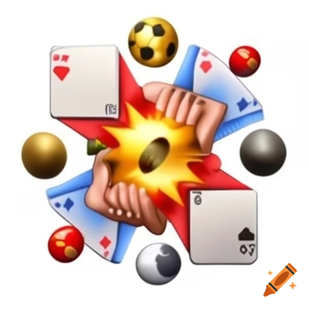 Colorful logo explosion featuring playing cards and petanque ball with a golden frame