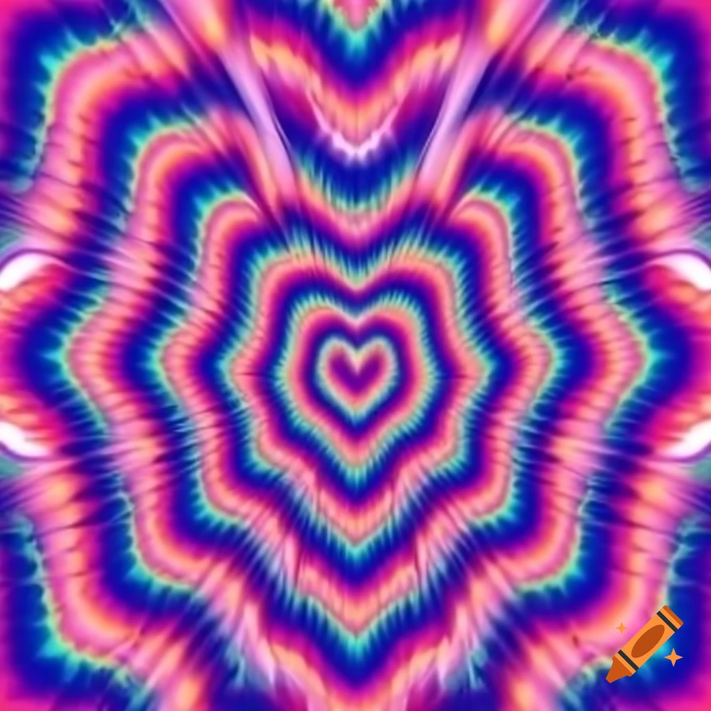Intricate heart pattern with overlapping triangles in a trippy design