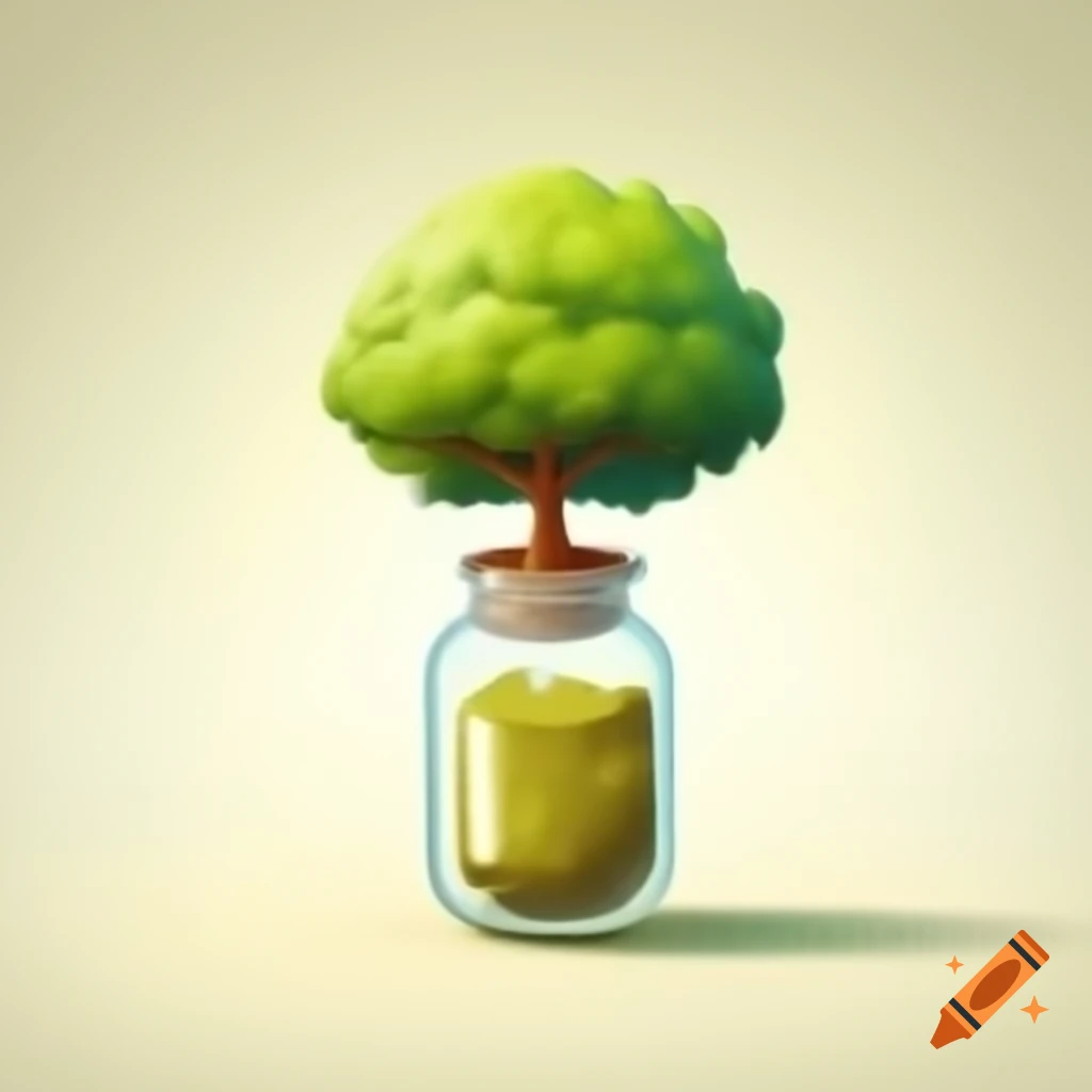 Cartoon vial containing a tree