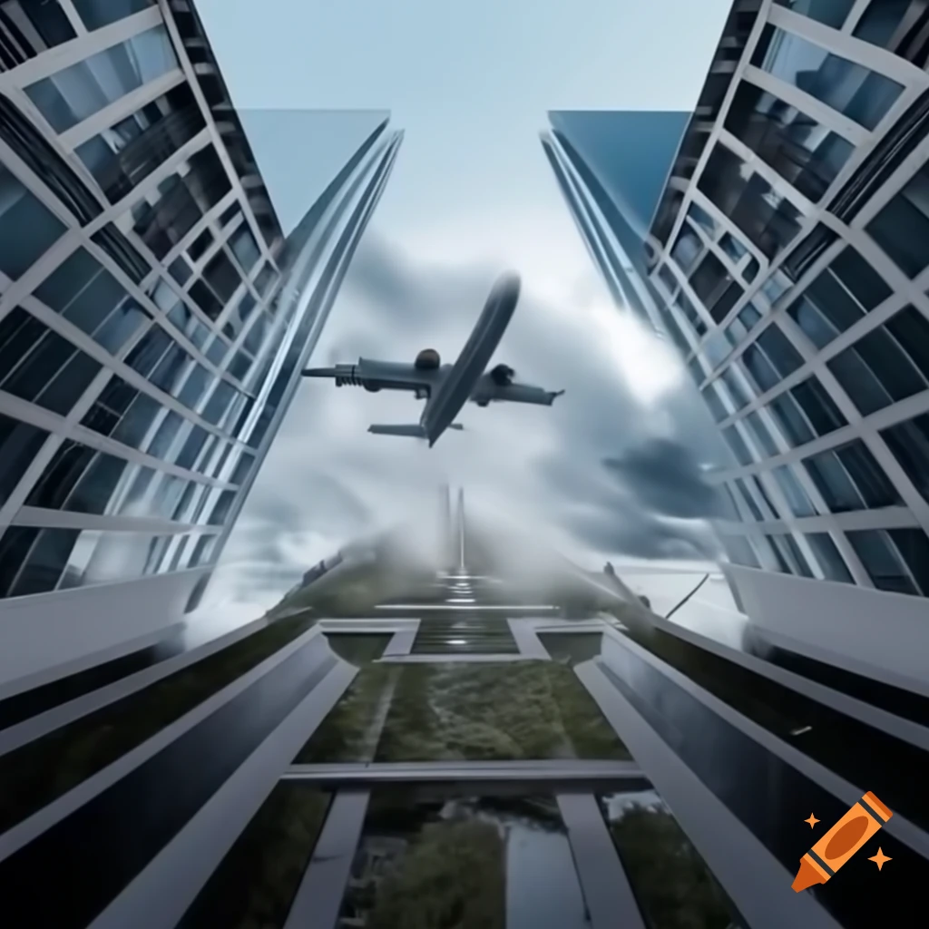 Planes crashing into skyscrapers in a dramatic scene