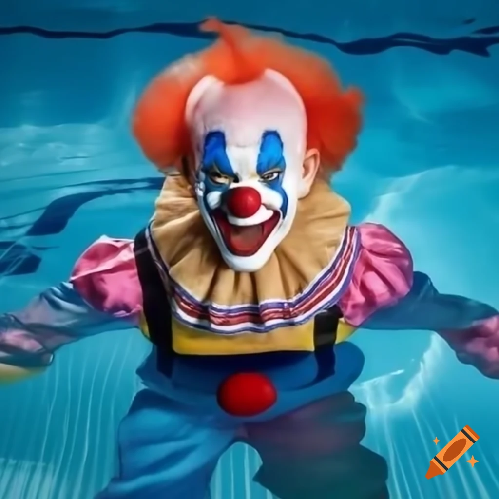 Senator JD Vance in clown costume by swimming pool