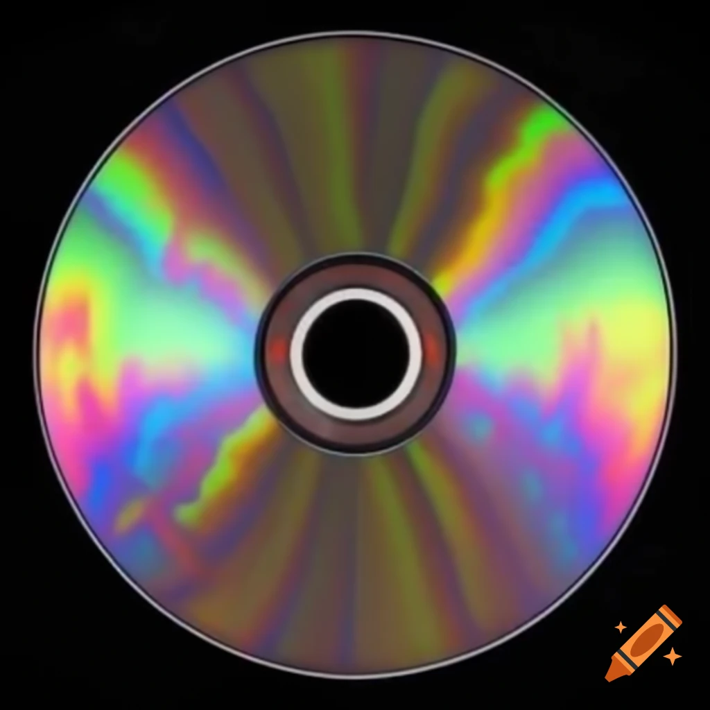 Prismatic and psychedelic shiny bottom of a CD