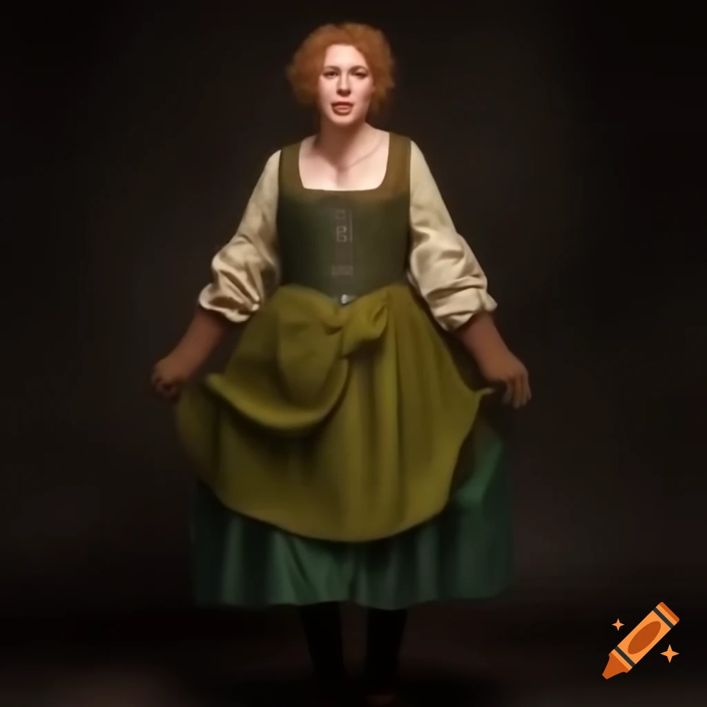 Steampunk-inspired Jane Austen costume for woman with knitted vest and boots