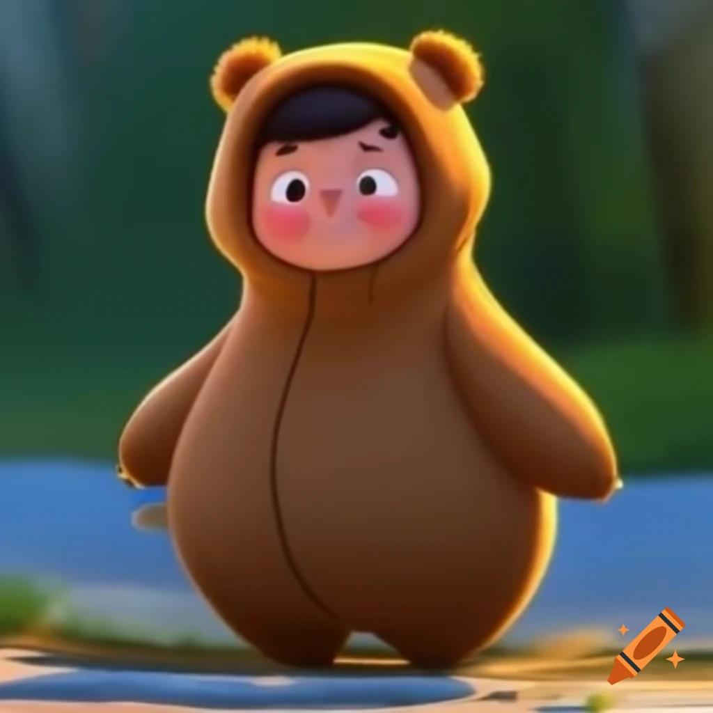Boy wearing bear jumper in an animated style