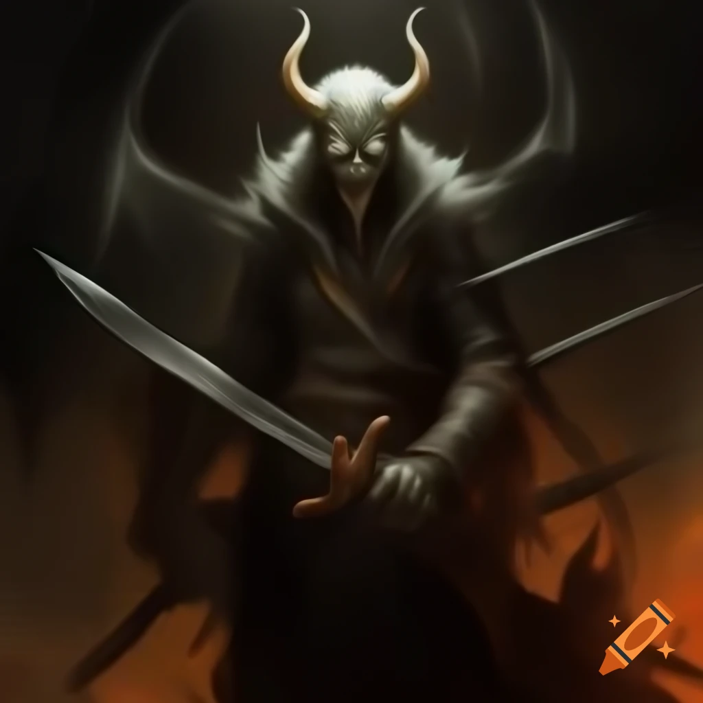 Gigantic demon holding swords