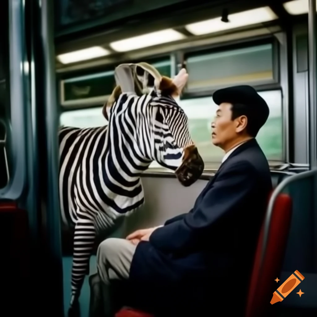 Zebra speaking Korean inside a train
