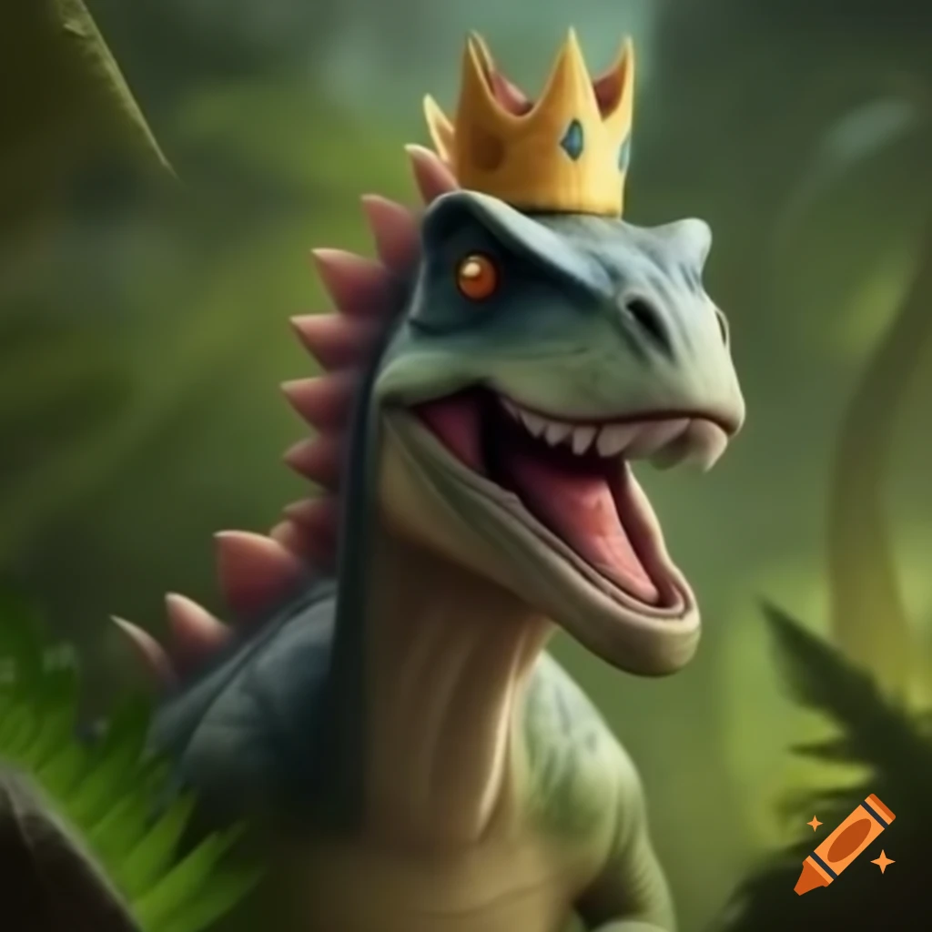 Dinosaur wearing a crown, whimsical design