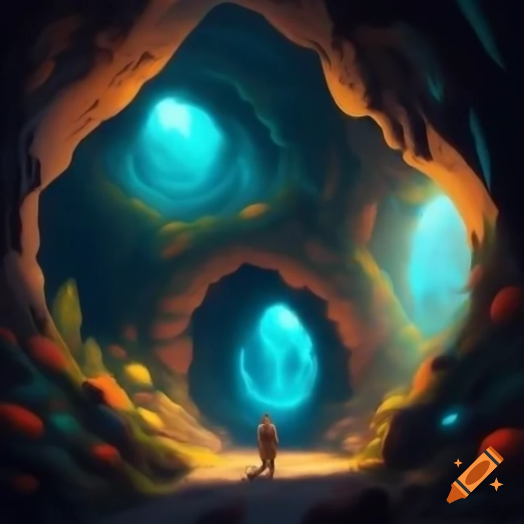 Cave painting featuring AI text-to-image application