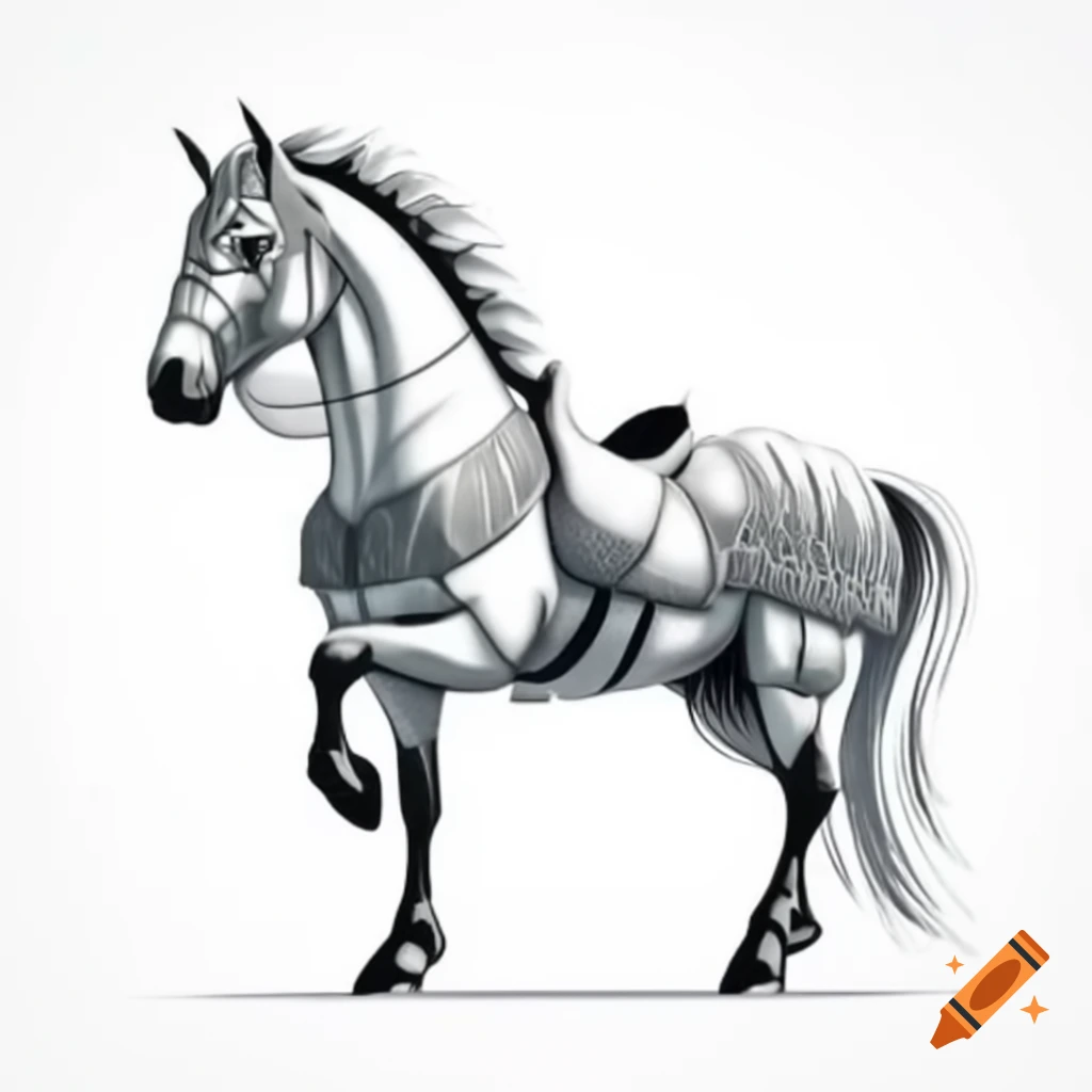 Dazzling full body armored white horse