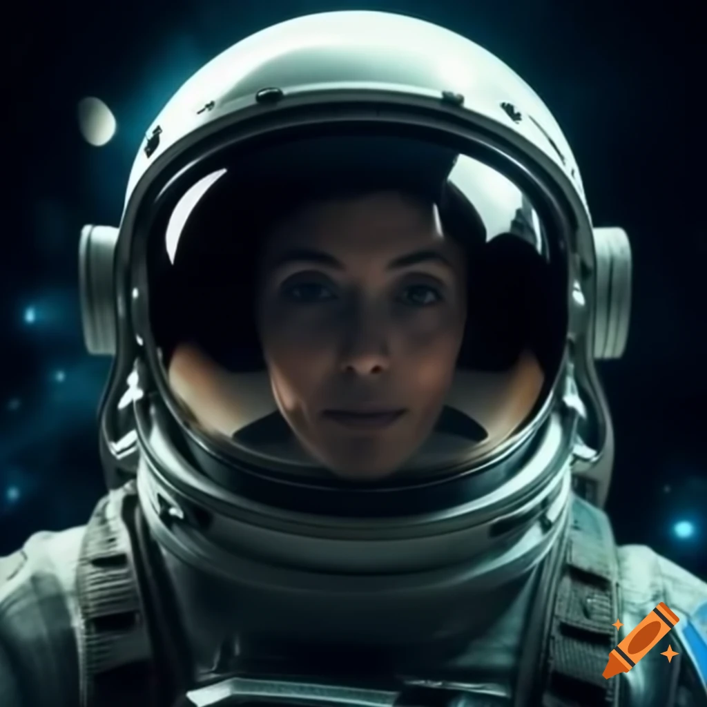 Futuristic astronaut preparing for moon mission with aligned background