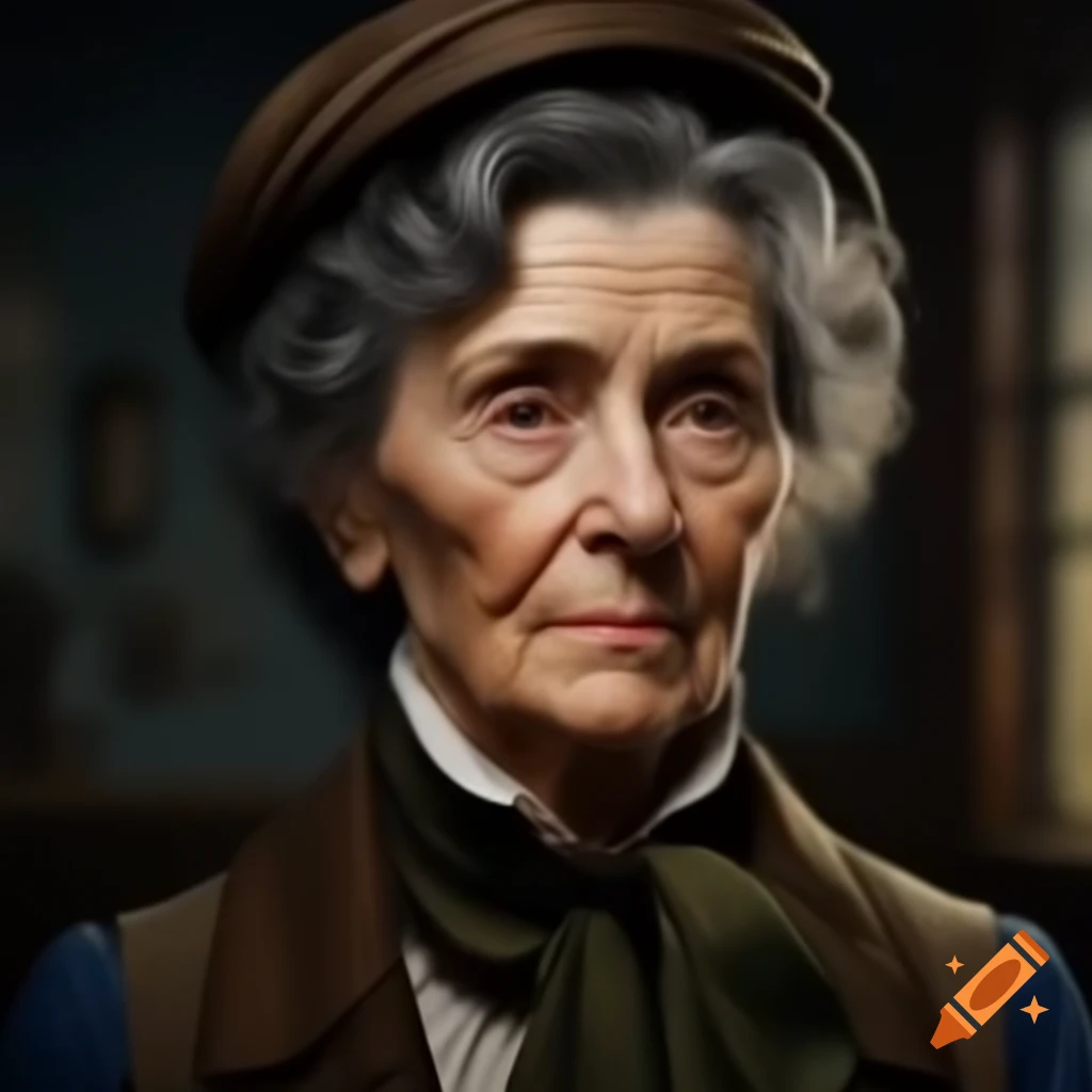 Realistic portrait of a middle-aged Victorian female housekeeper