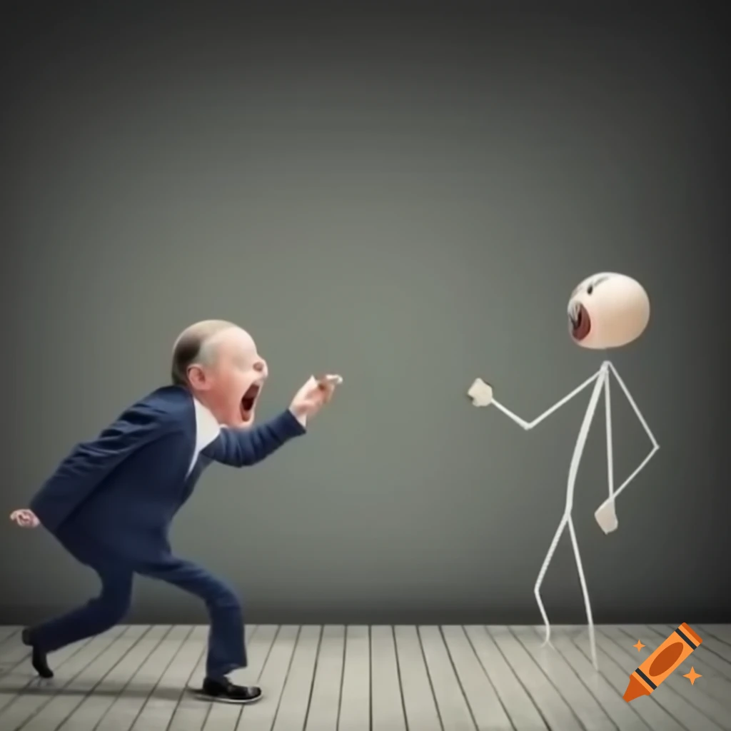 Stickman character shouting at another person