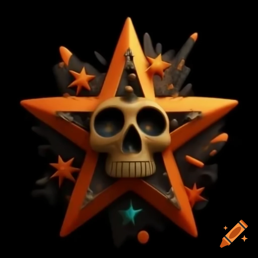 3D design featuring the word 'Dead' with a star in black and orange colors