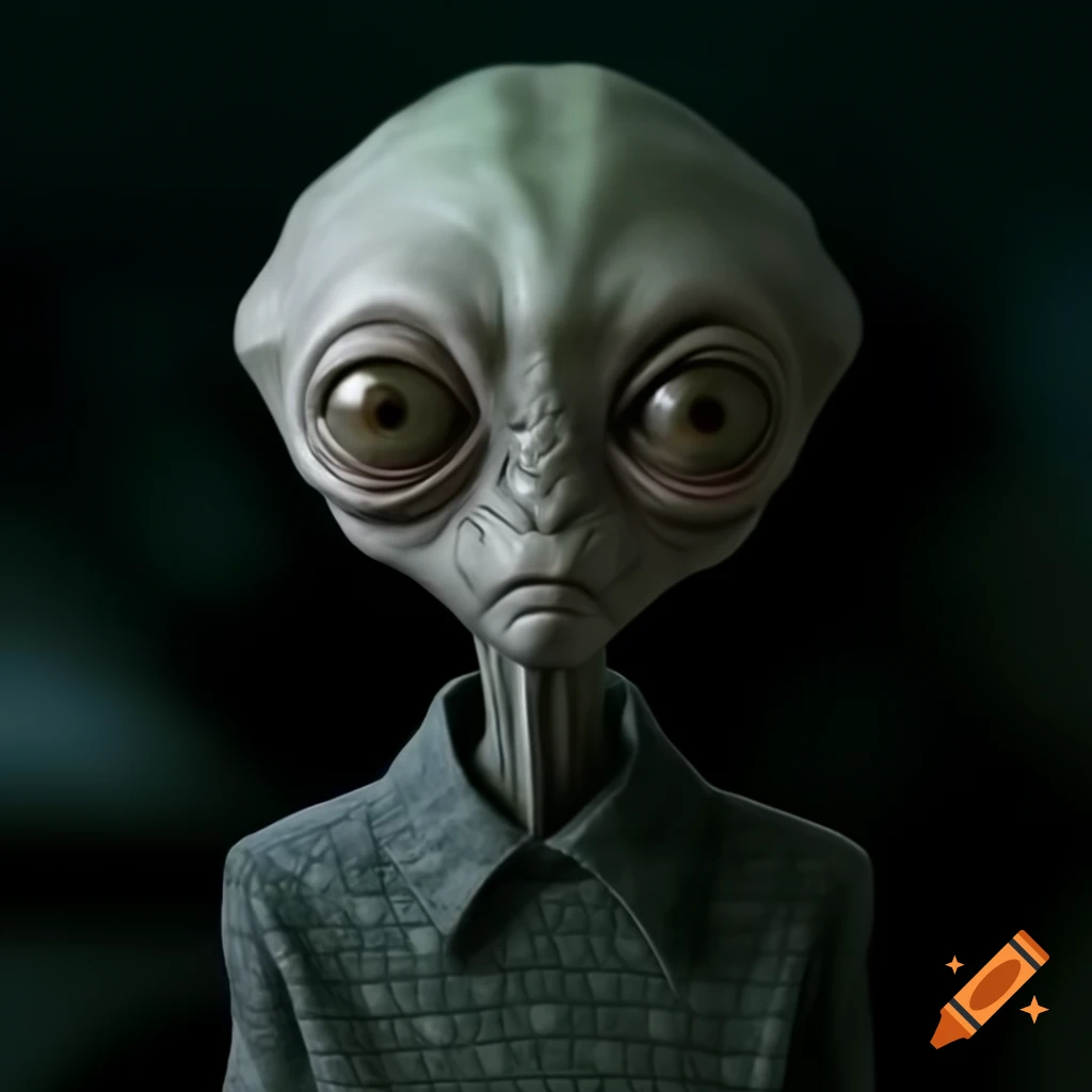 Human-like alien with unique grey facial patterns
