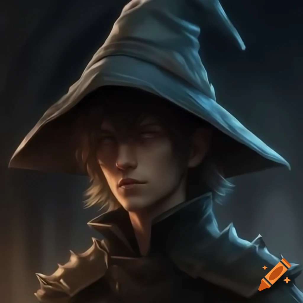 Young man with sword in anime style inspired by Dark Souls, high resolution