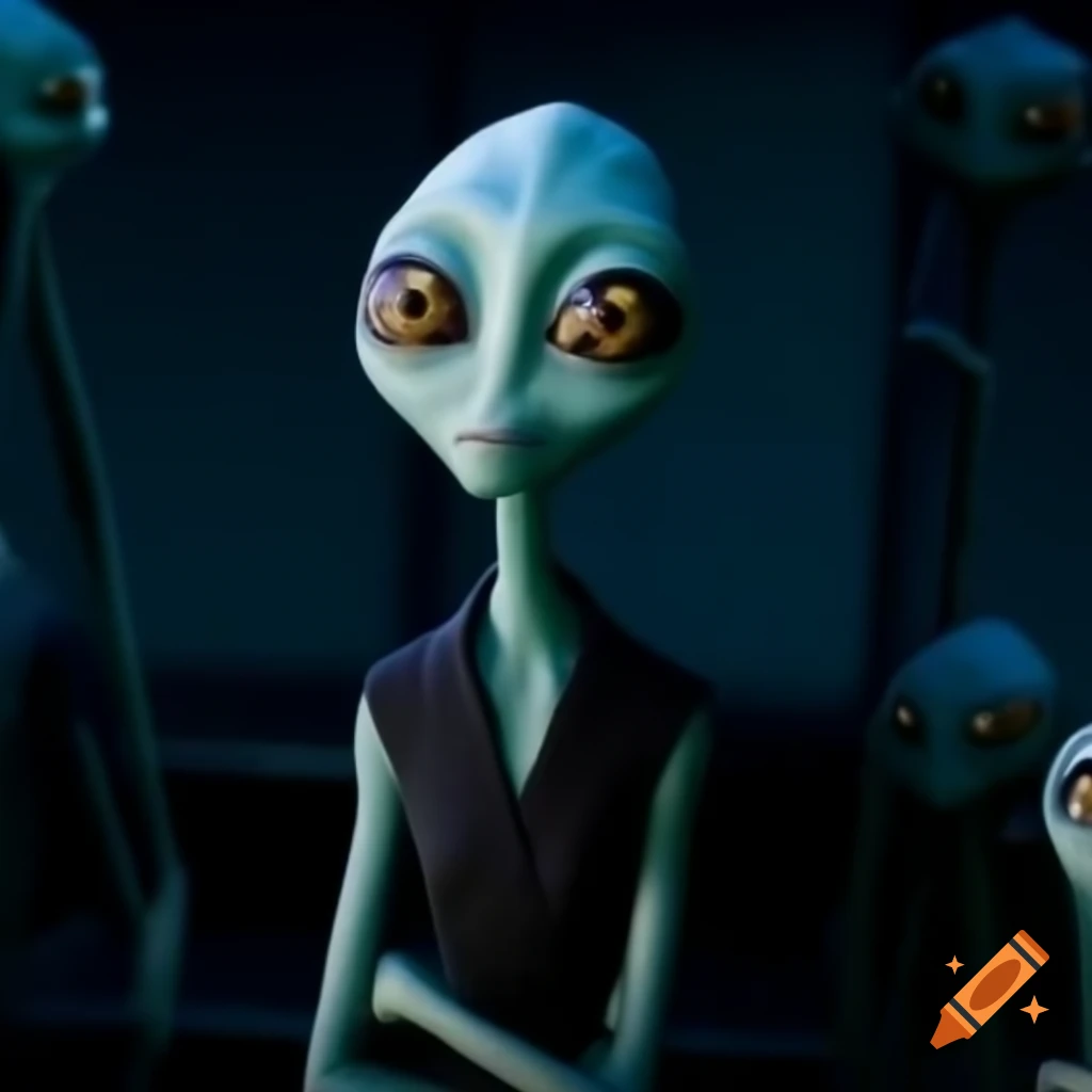 Diverse Zarkothian aliens displaying curiosity and caution
