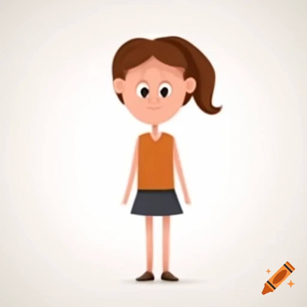 Girl standing straight with short legs and a larger head