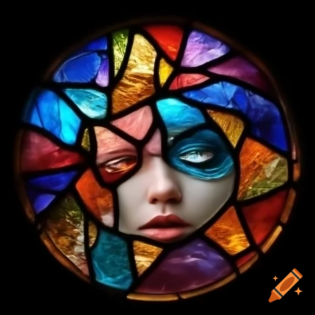Stained glass artwork depicting diverse emotions