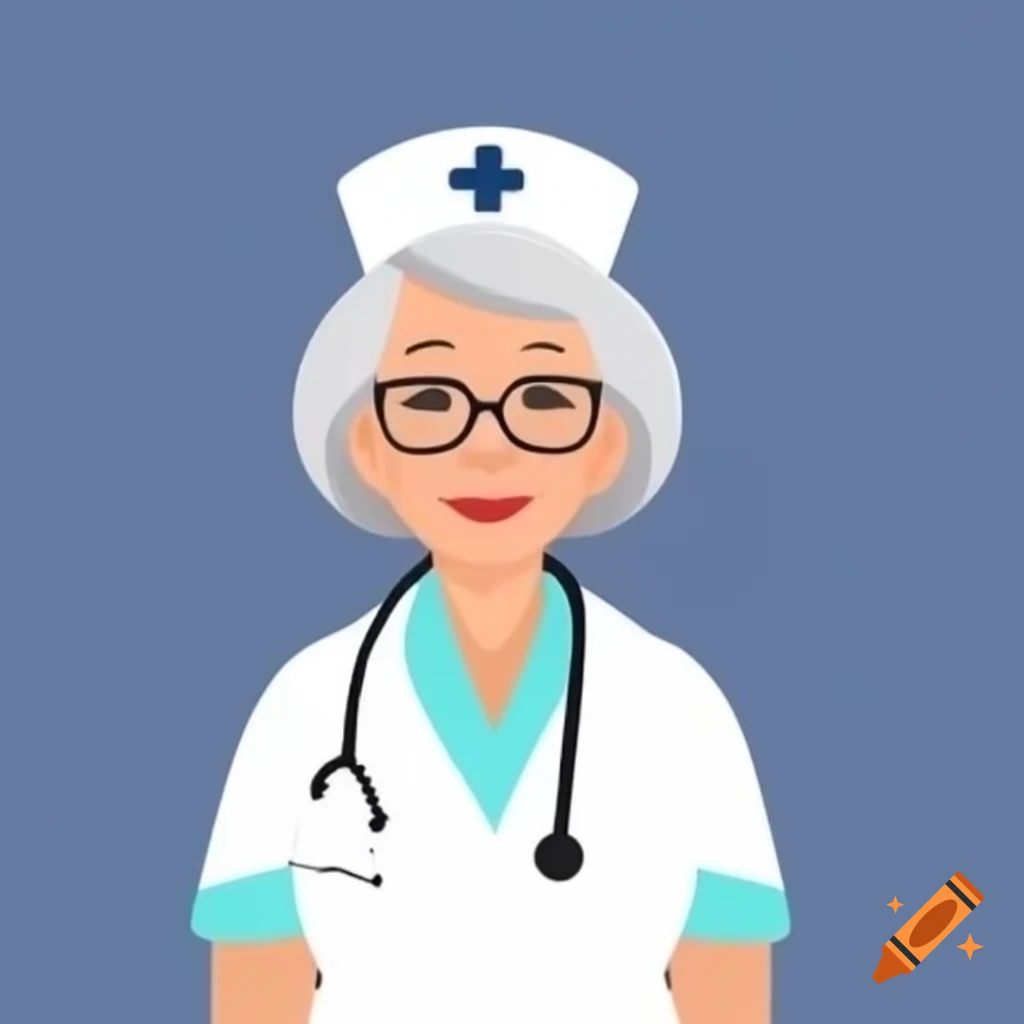 Senior nurse in medical scrubs