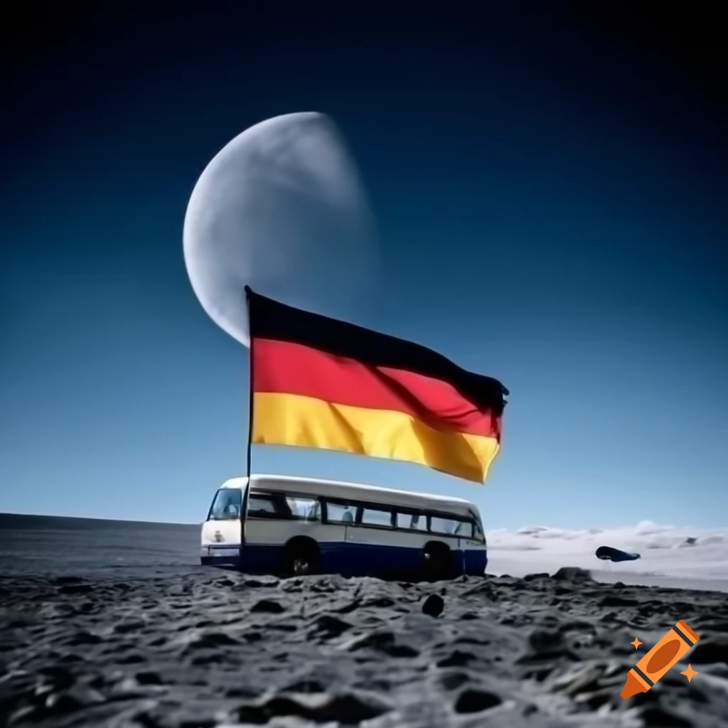 Bus on the moon with German flag