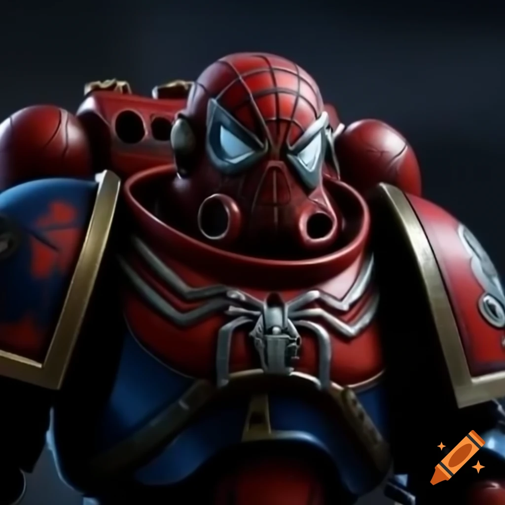 Spider-Man reimagined as a Warhammer Space Marine