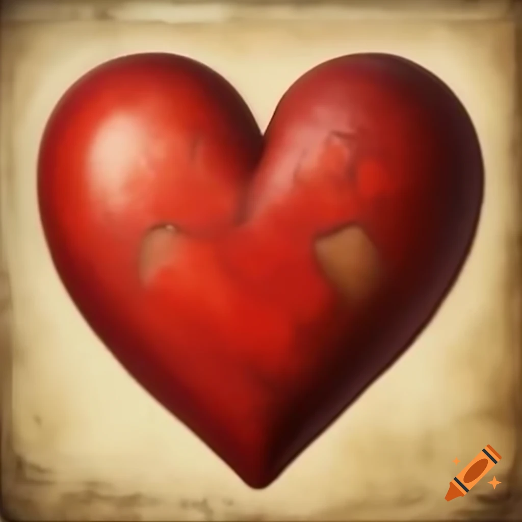 Vintage realistic heart painting