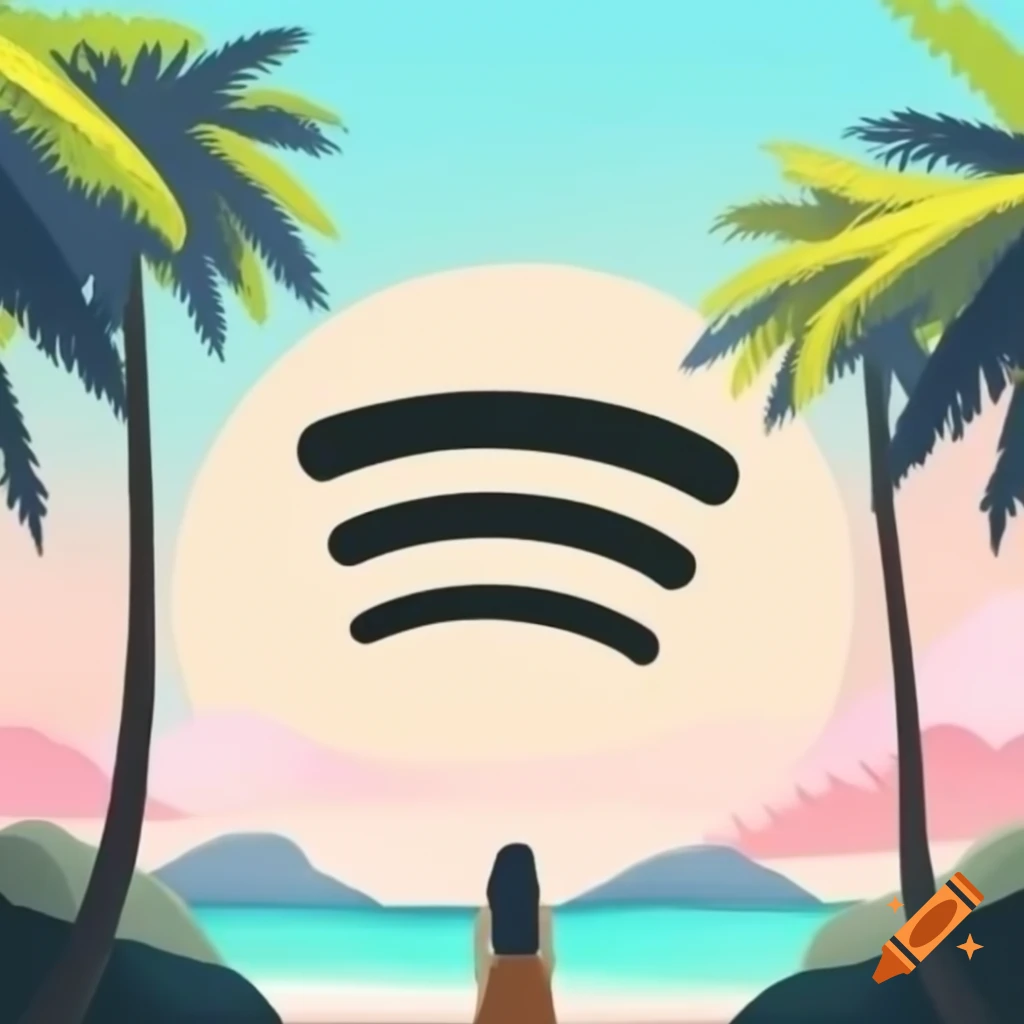 Spotify playlist cover featuring pale colors, palm trees, and late summer vibes