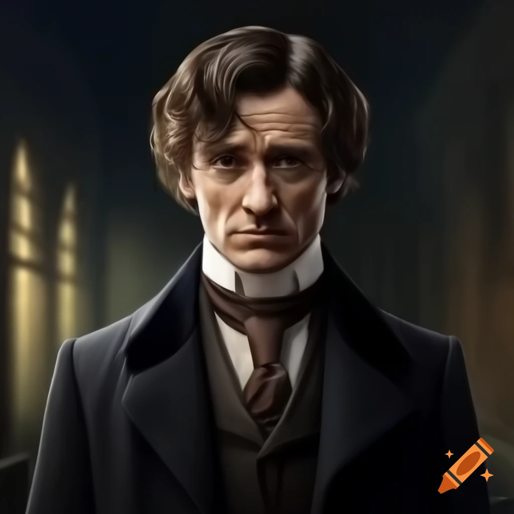 Realistic portrait of a tall, thin Victorian detective inspired by Sherlock Holmes