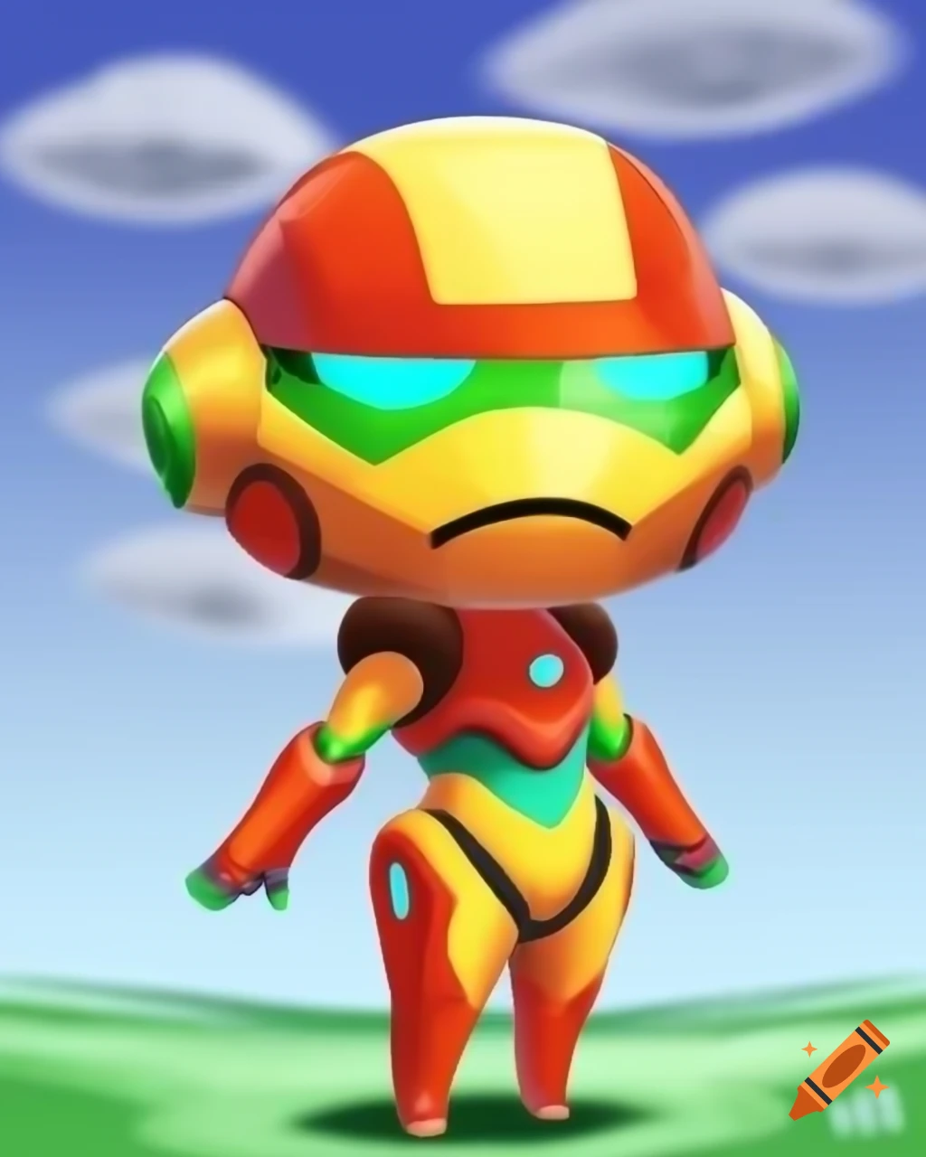 Samus character from Metroid in Animal Crossing setting