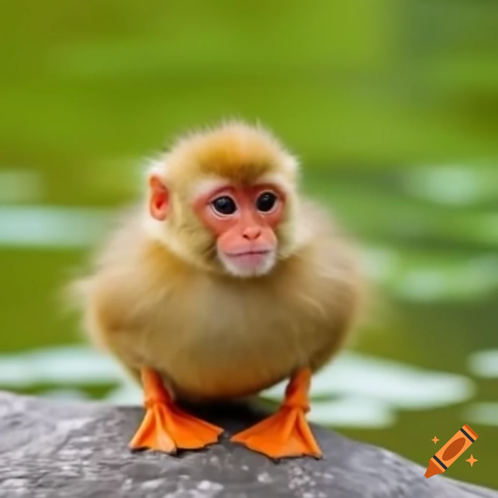 Monkey duck, an imaginative blend of monkey and duck features