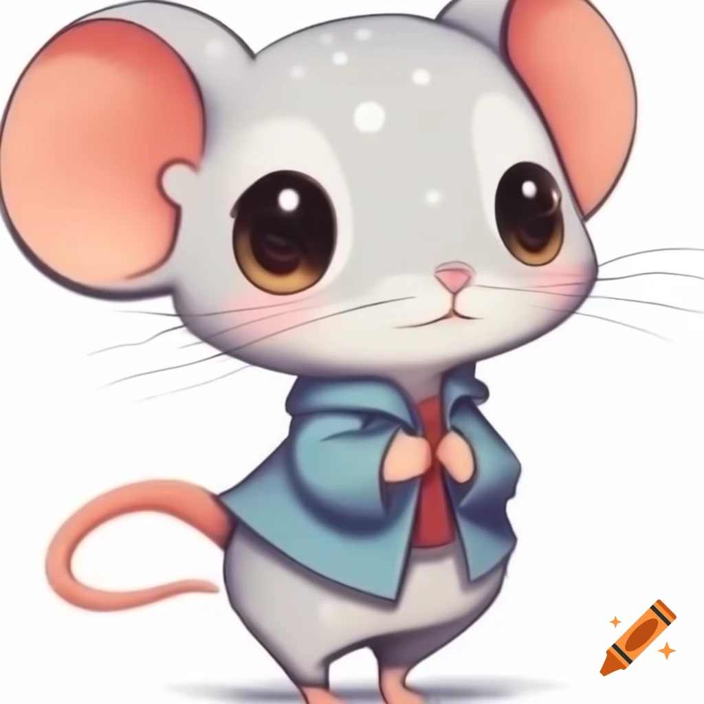 Anime chibi girl and mouse with spots