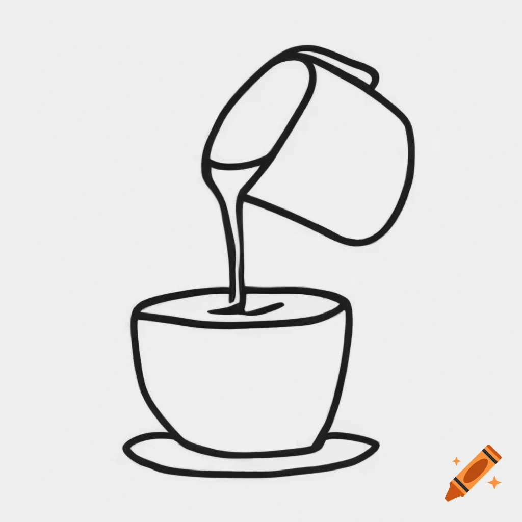 Drawing of latte pouring process