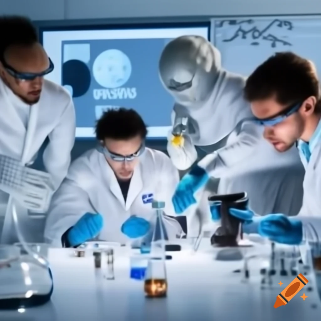 Scientists conducting laboratory demonstration on drain cleaner formula with NASA technology