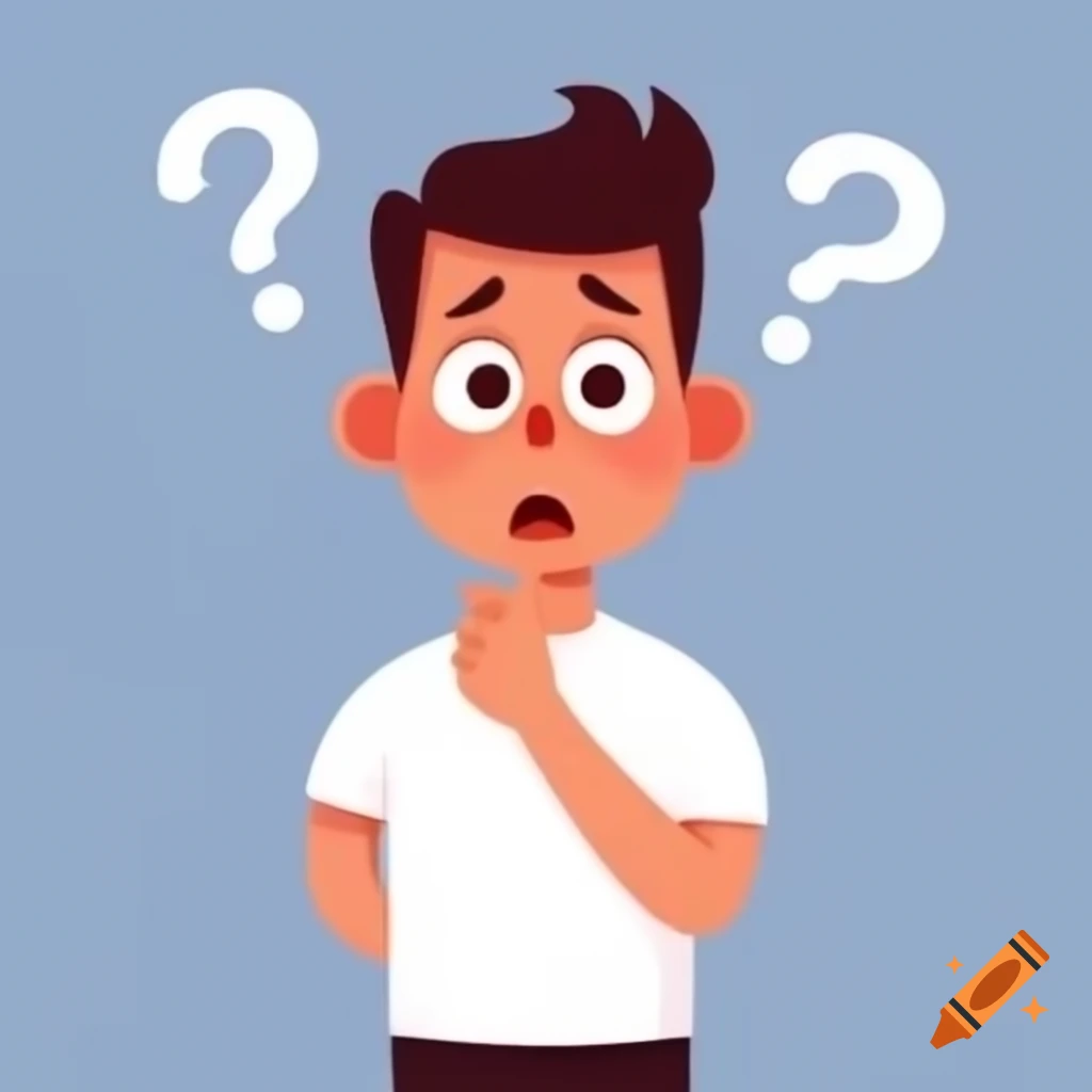 Cute cartoon man expressing confusion