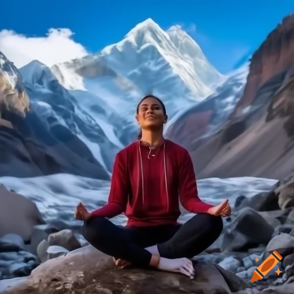 Meditation scene in the Himalayas