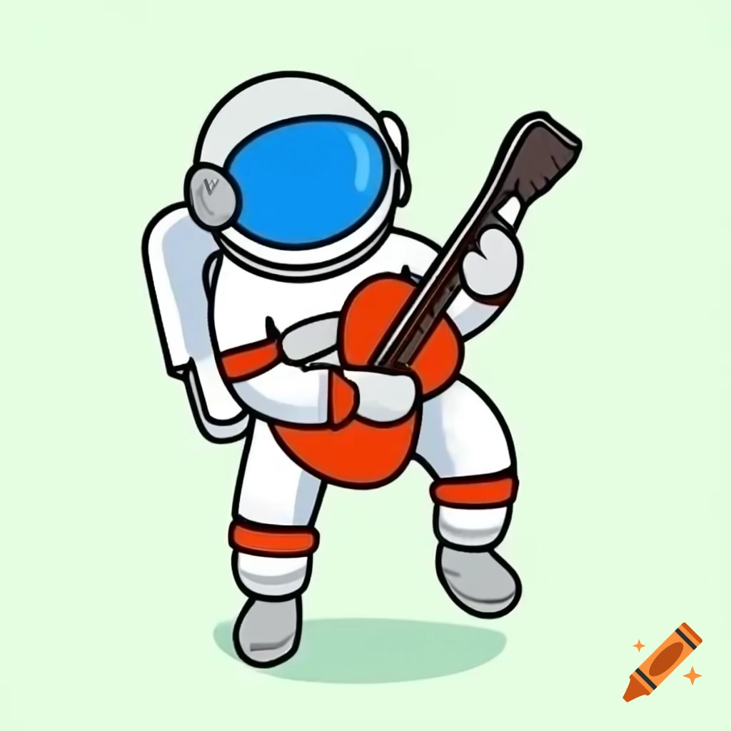 Astronaut playing guitar in space