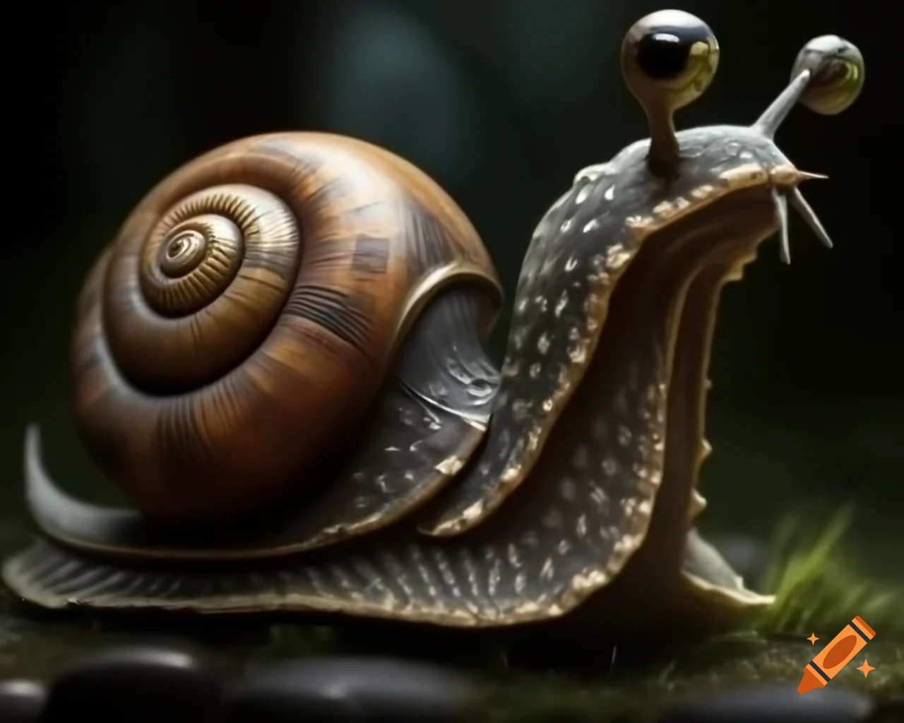Huge steampunk snail with armor and mechanical details