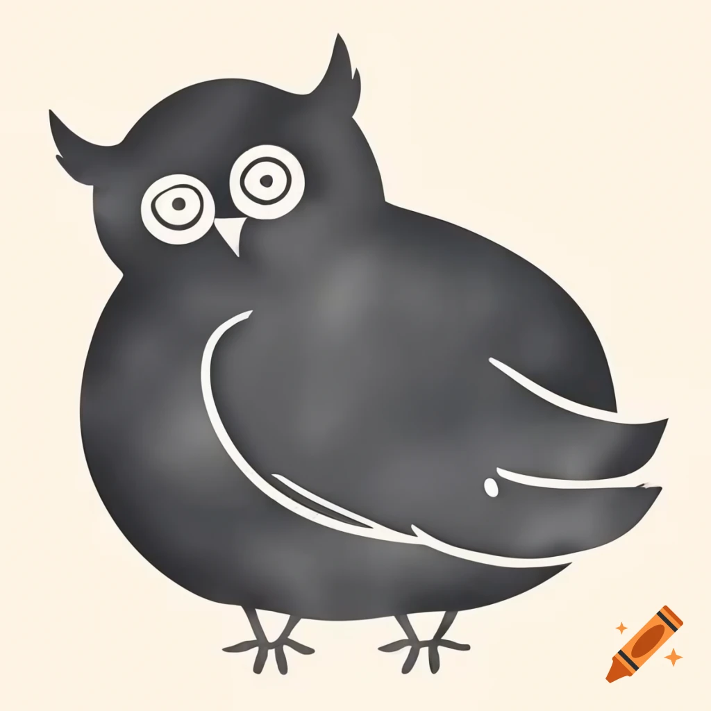 Quirky black owl silhouette with chicken legs in vector style