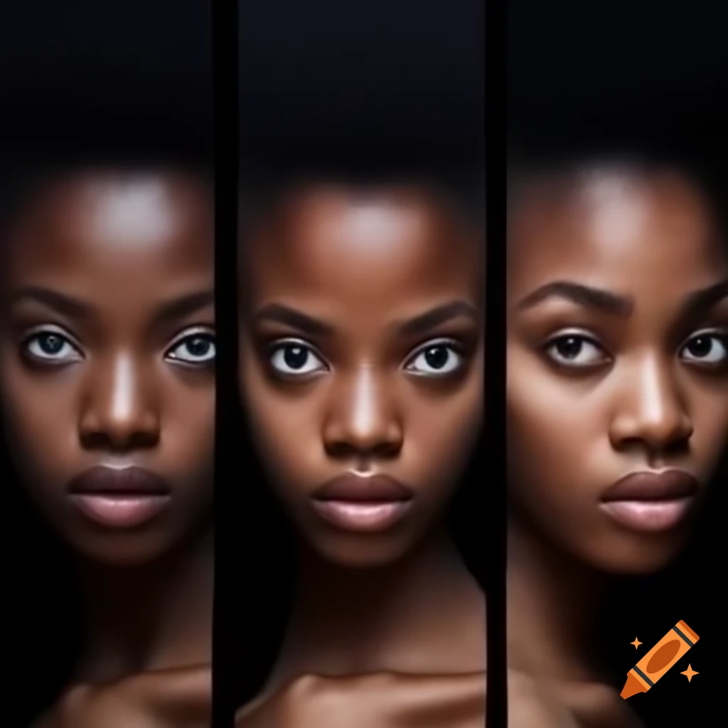 Young black woman looking intently in three-quarter view
