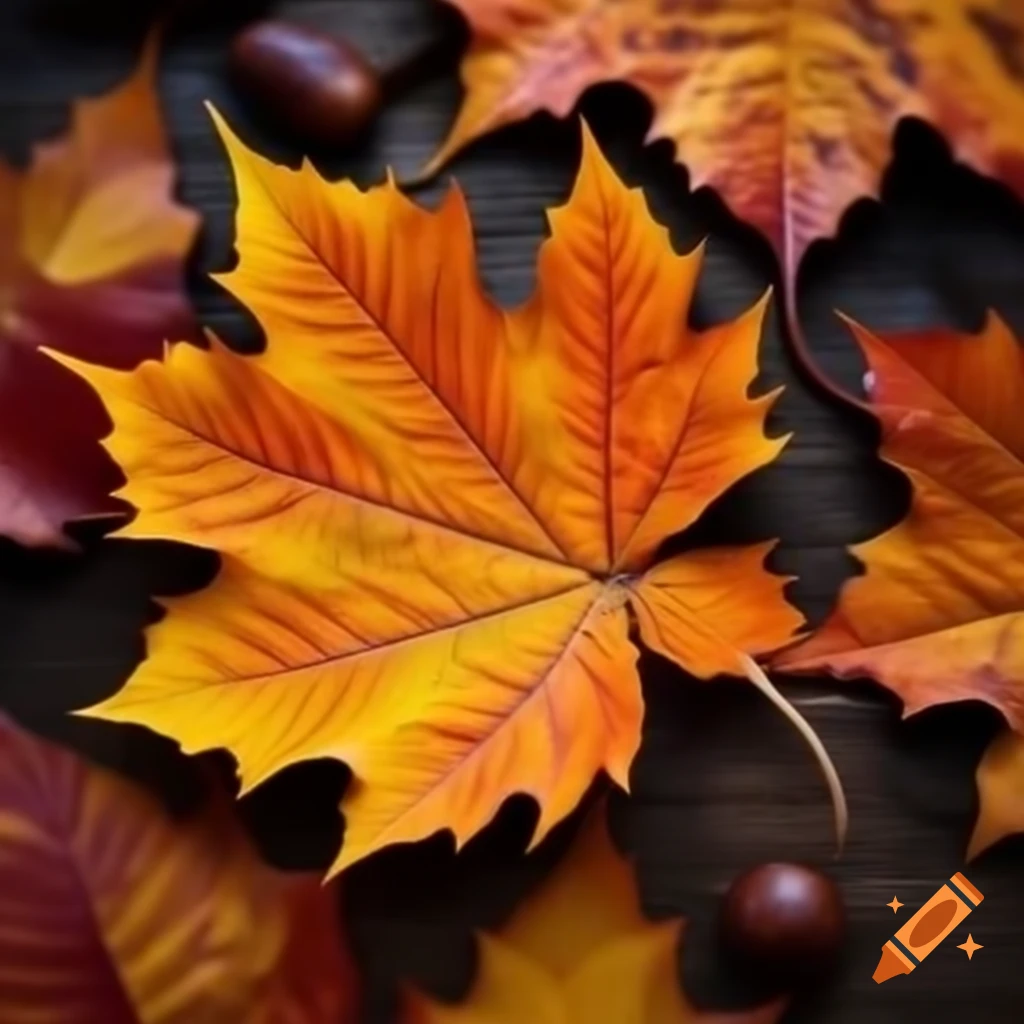 Photo realistic details of autumn leaves