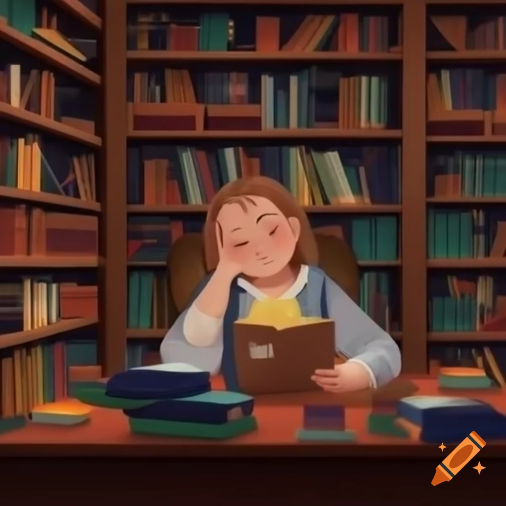 Female librarian with Down syndrome in a library setting