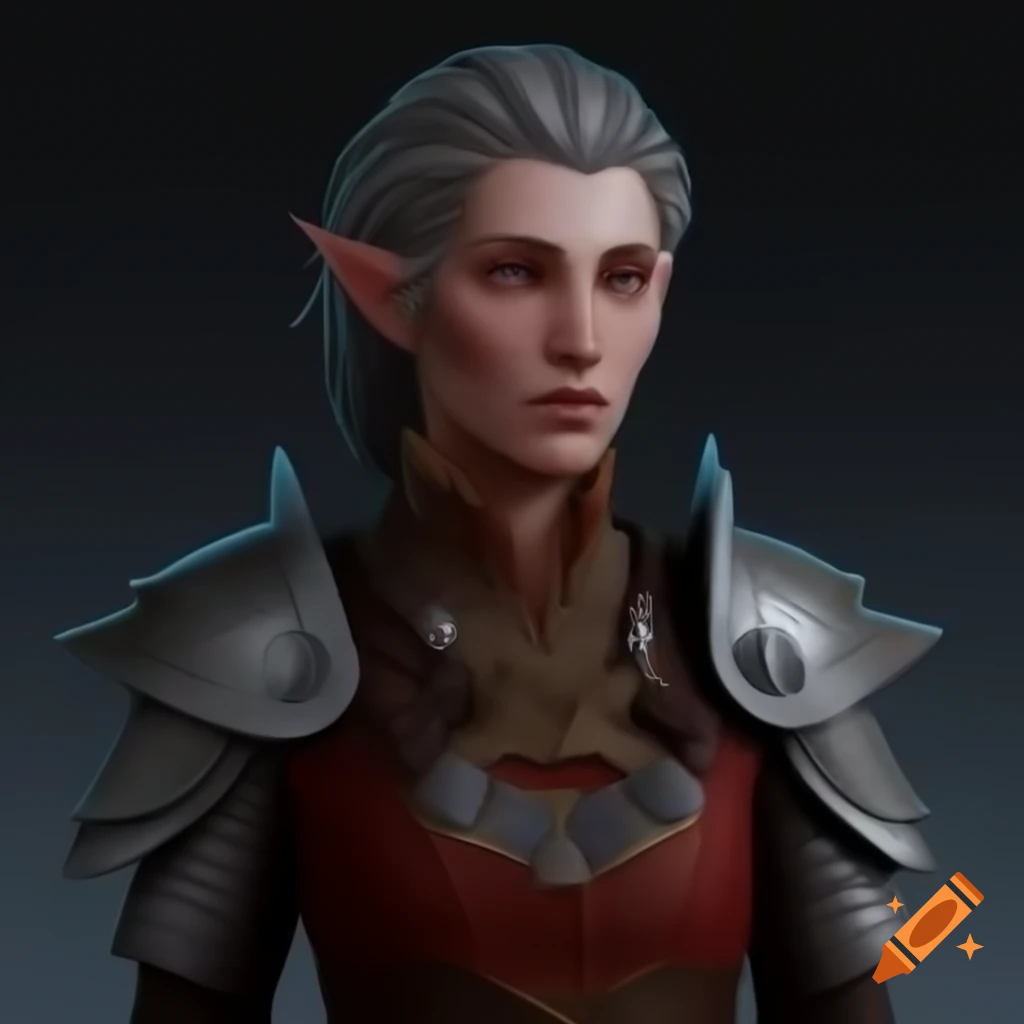 Female dalish elf in casual medieval outfit from dragon age