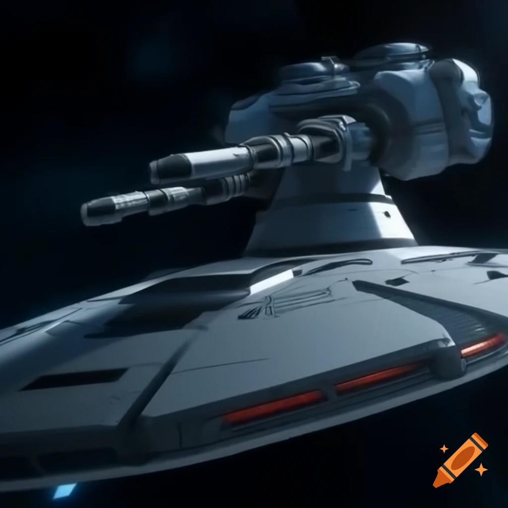Turret mounted on a futuristic spaceship
