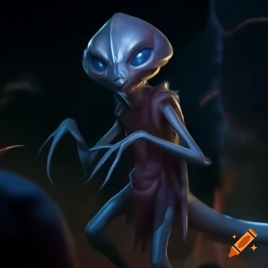 Skrellian aliens guarding the Zarkothian stronghold, ready for defense