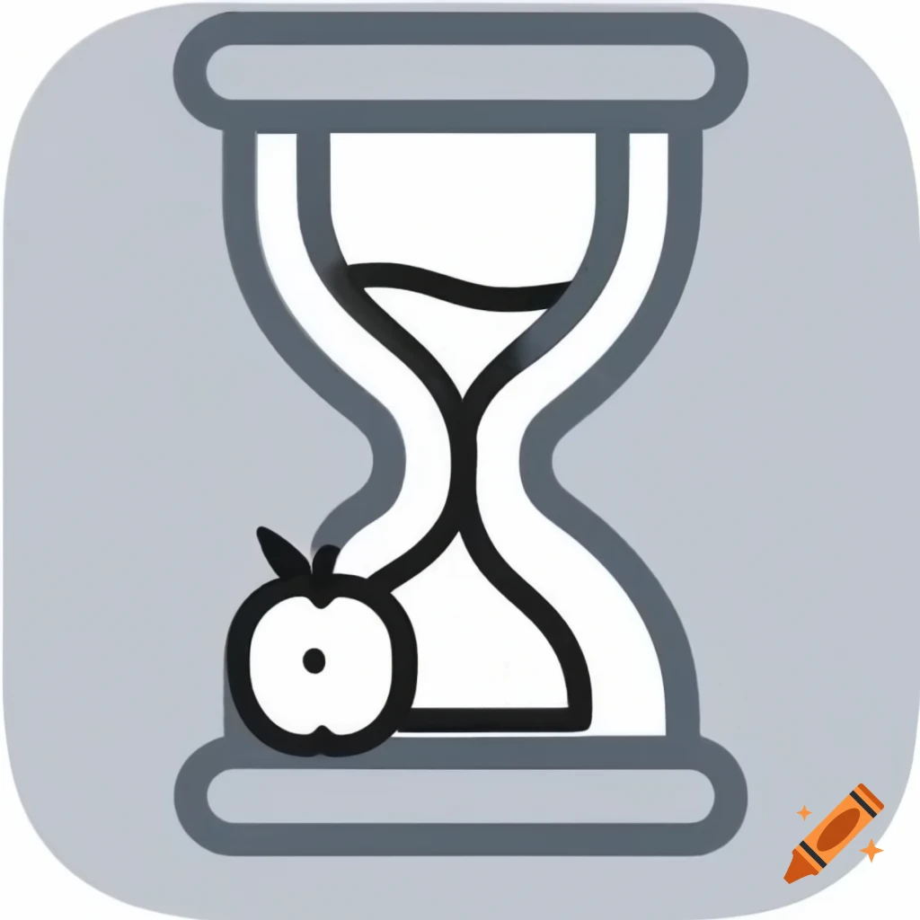 Minimalistic icon design for Pomodoro timer app featuring tomato and hourglass